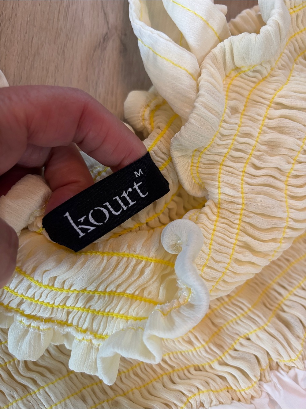 Anthropologie kourt smocked yellow and white dress with bow ties M - Picture 3 of 3